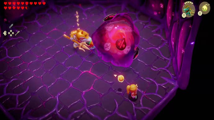 zelda echoes of wisdom null fight lizalfos echo attacking blob null