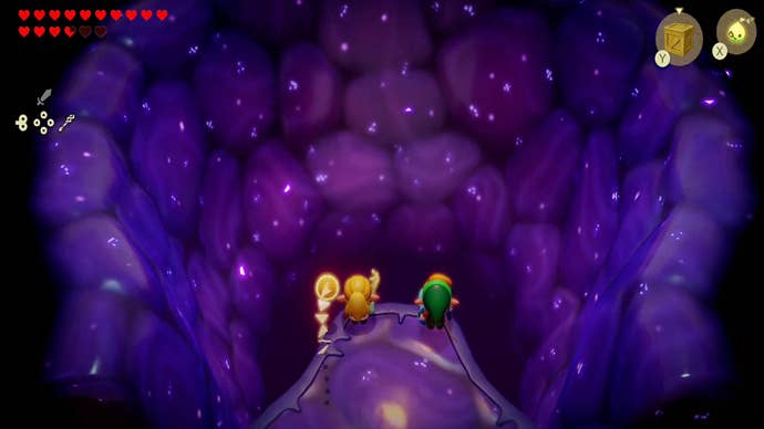 zelda echoes of wisdom nulls body zelda and link looking down big hole