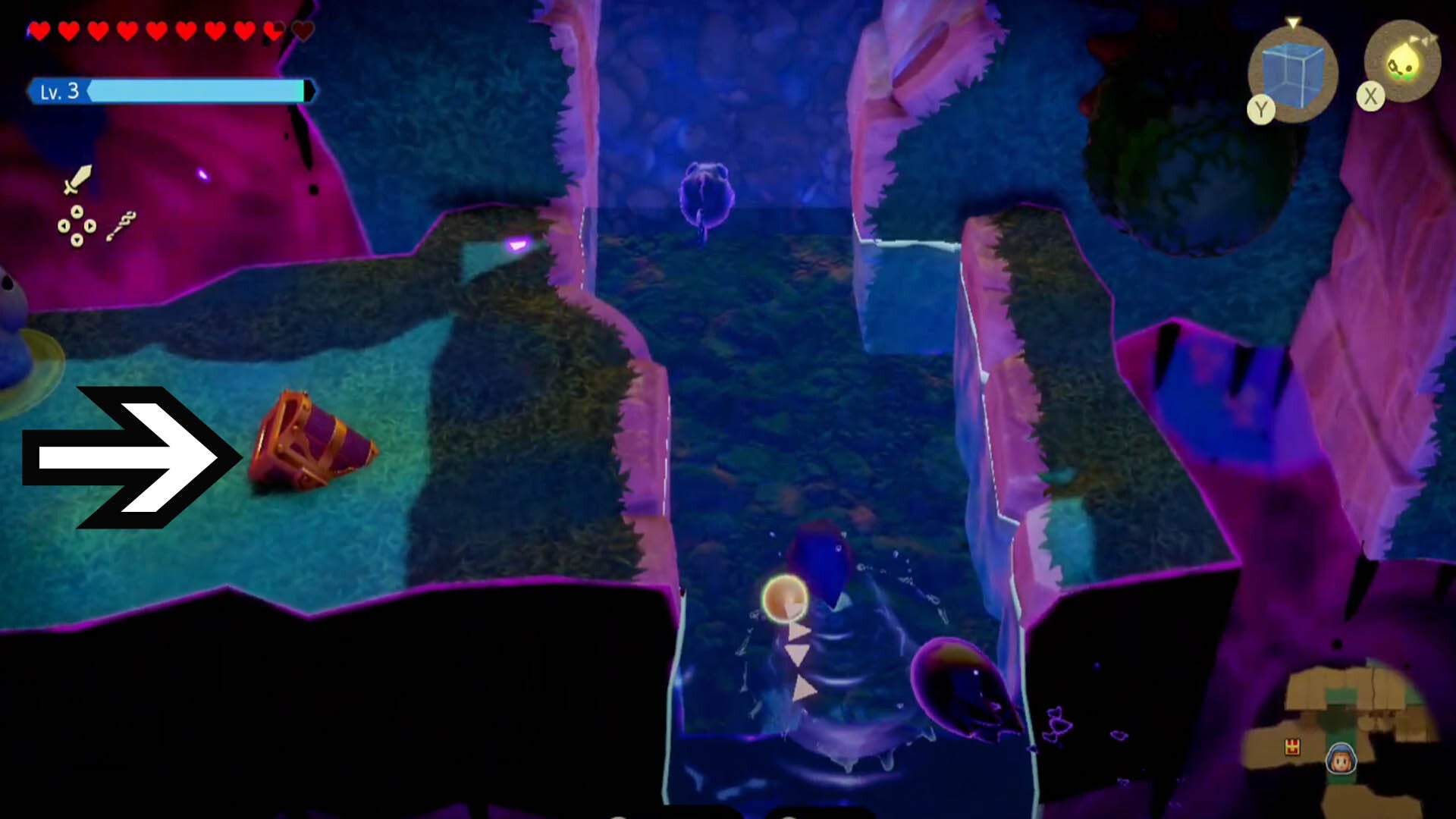 zelda echoes of wisdom path to hyrule castle dungeon chest in grass location