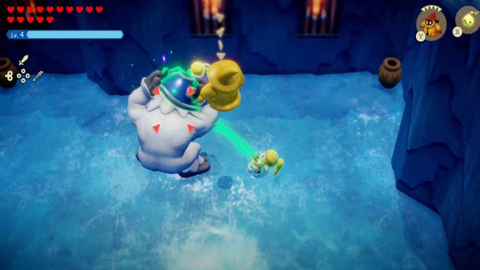 zelda echoes of wisdom skorchill fight pulling helmet off with bind one