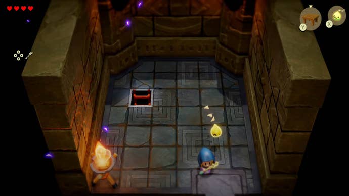 zelda echoes of wisdom suthorn dungeon zelda in small room with ladder leading down