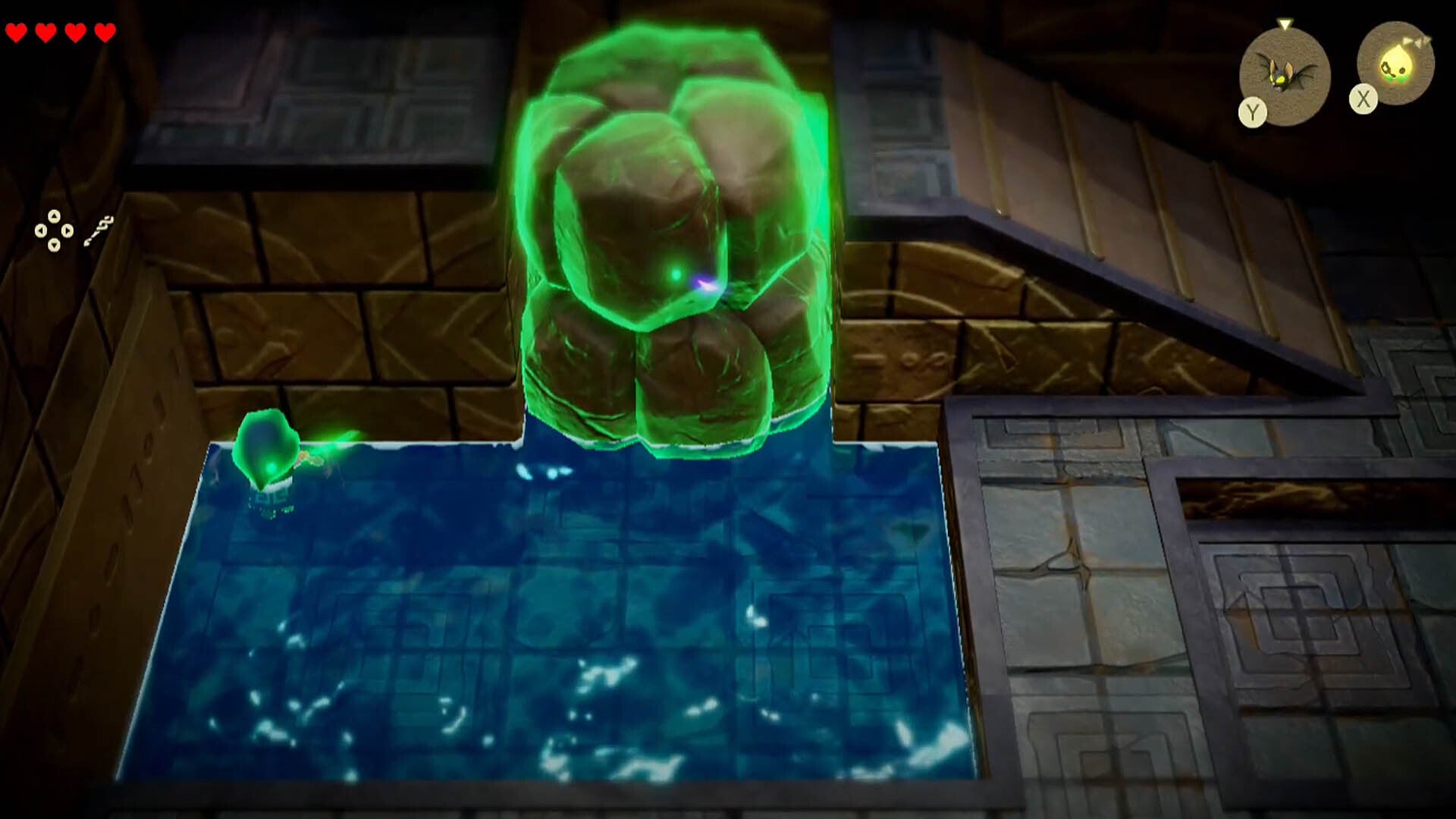 zelda echoes of wisdom suthorn ruins dungeon bridging gap with large rock