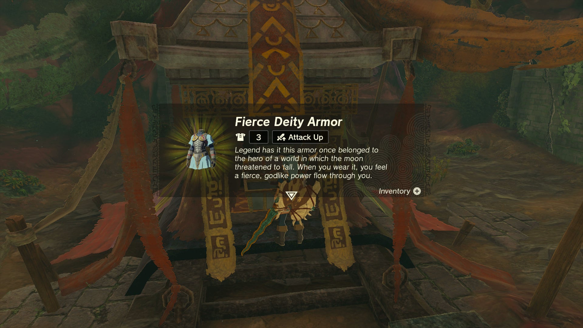 Link collecting the Fierce Deity top from under the Akkala Citadel Bedchamber in Zelda: Tears of the Kingdom - 8