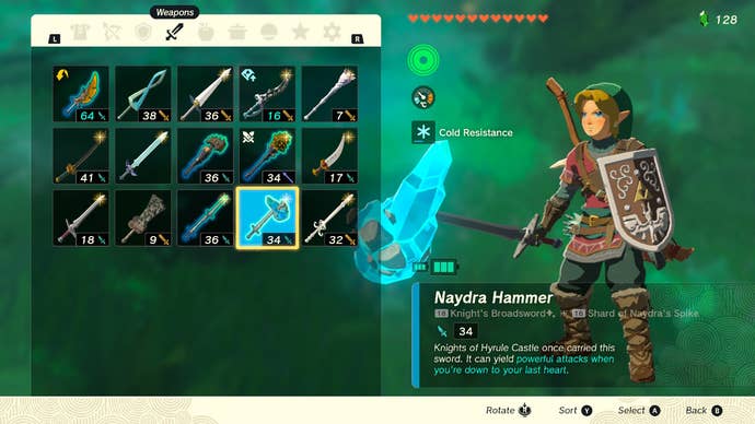 Link wielding a dragon-infused weapon in Zelda: Tears of the Kingdom
