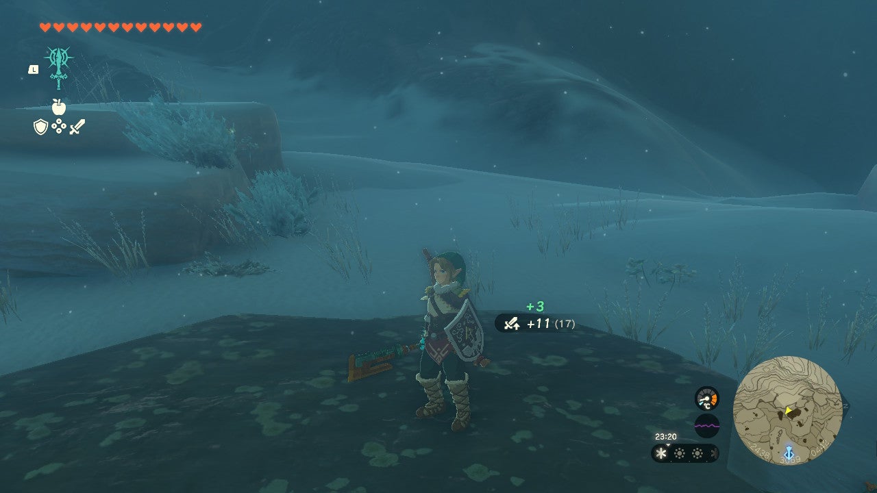 Link getting a strength boost by using a weapon with the Zonai Powered ability in Zelda: Tears of the Kingdom - 3