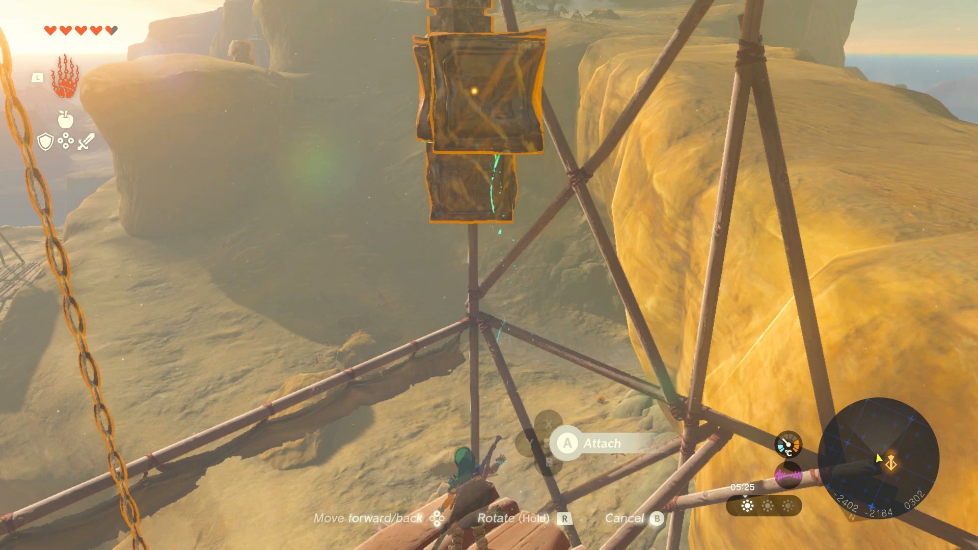 Link attaching metal boxes to an elevator in Zelda: Tears of the Kingdom - 5