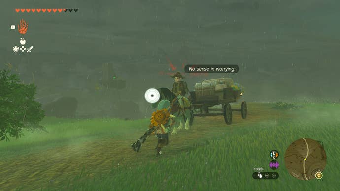 Link purchasing fresh milk and hylian rice from a merchant in Zelda: Tears of the Kingdom