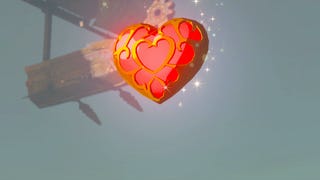 A heart container floating down from the sky in Zelda: Tears of the Kingdom