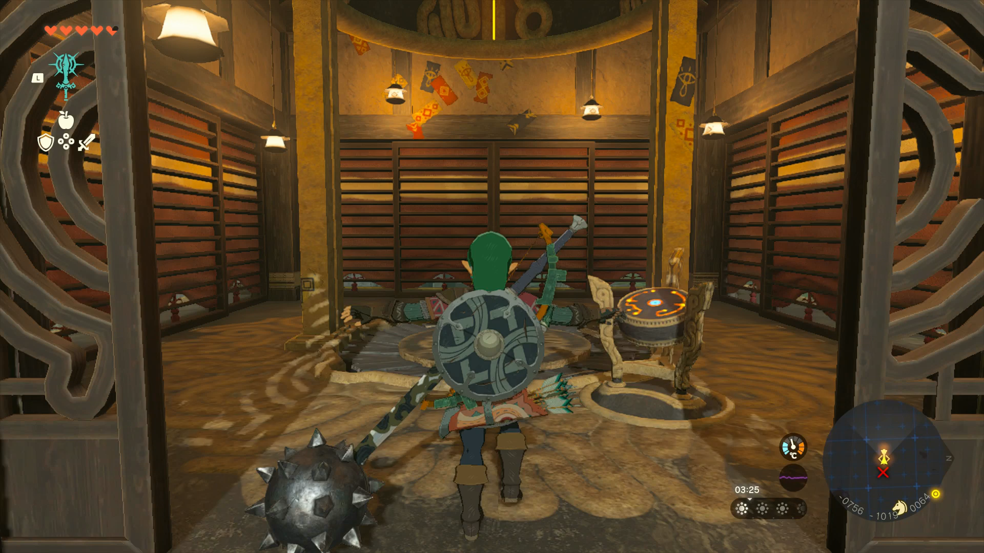 Link sliding open the doors of Hyrule Field Skyview Tower in Zelda: Tears of the Kingdom