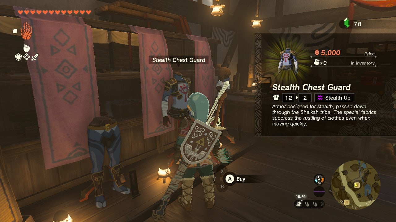 Link shopping in one of the unique stores in Kakariko Village in Zelda: Tears of the Kingdom - 3