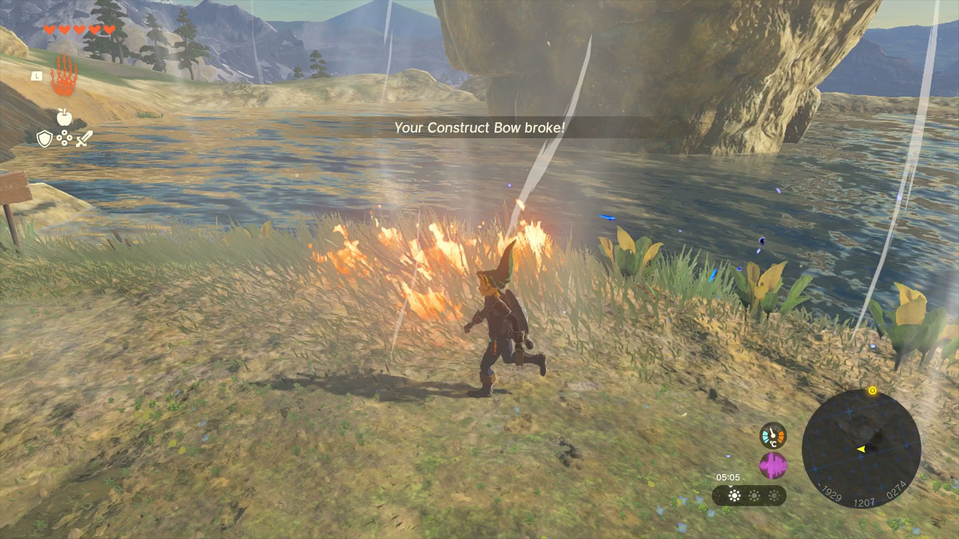 Link using a hot air current to fly over to Lindor's Brow Skyview Tower in Zelda: Tears of the Kingdom - 5