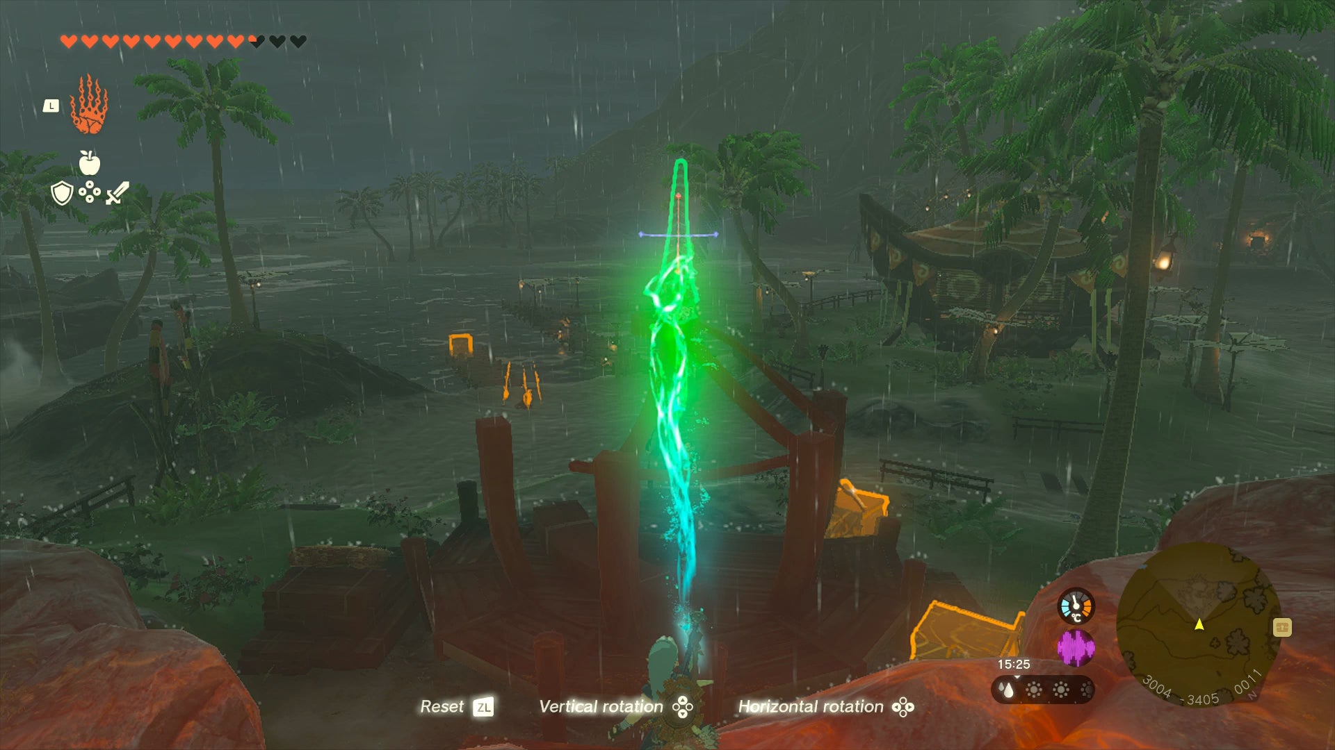 Link slotting the central pillar of Armes's house in Lurelin Village in Zelda: Tears of the Kingdom - 18