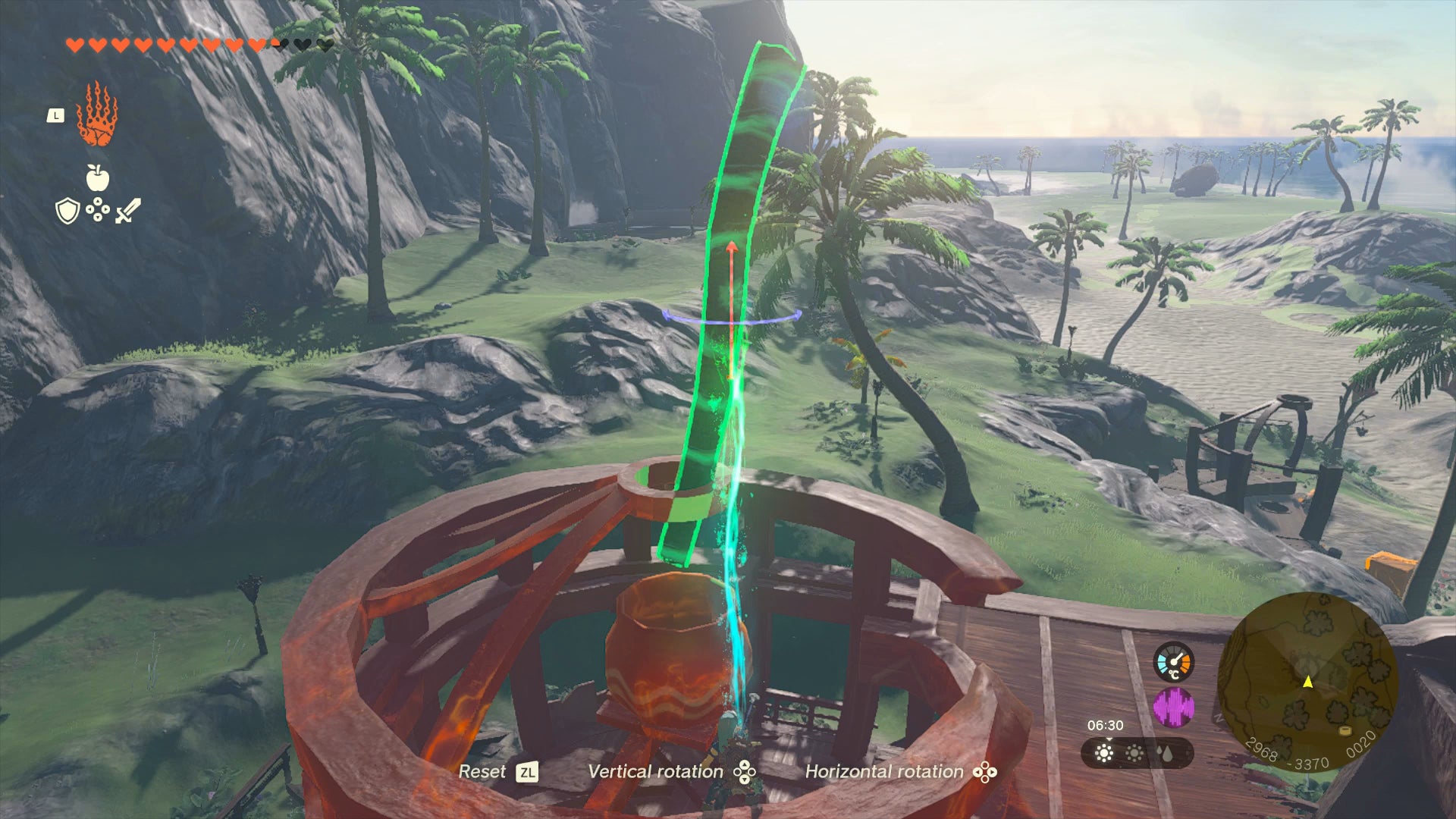 Link sliding a palm tree trunk into a slot on the Lucky Treasure Shop in Zelda: Tears of the Kingdom - 10