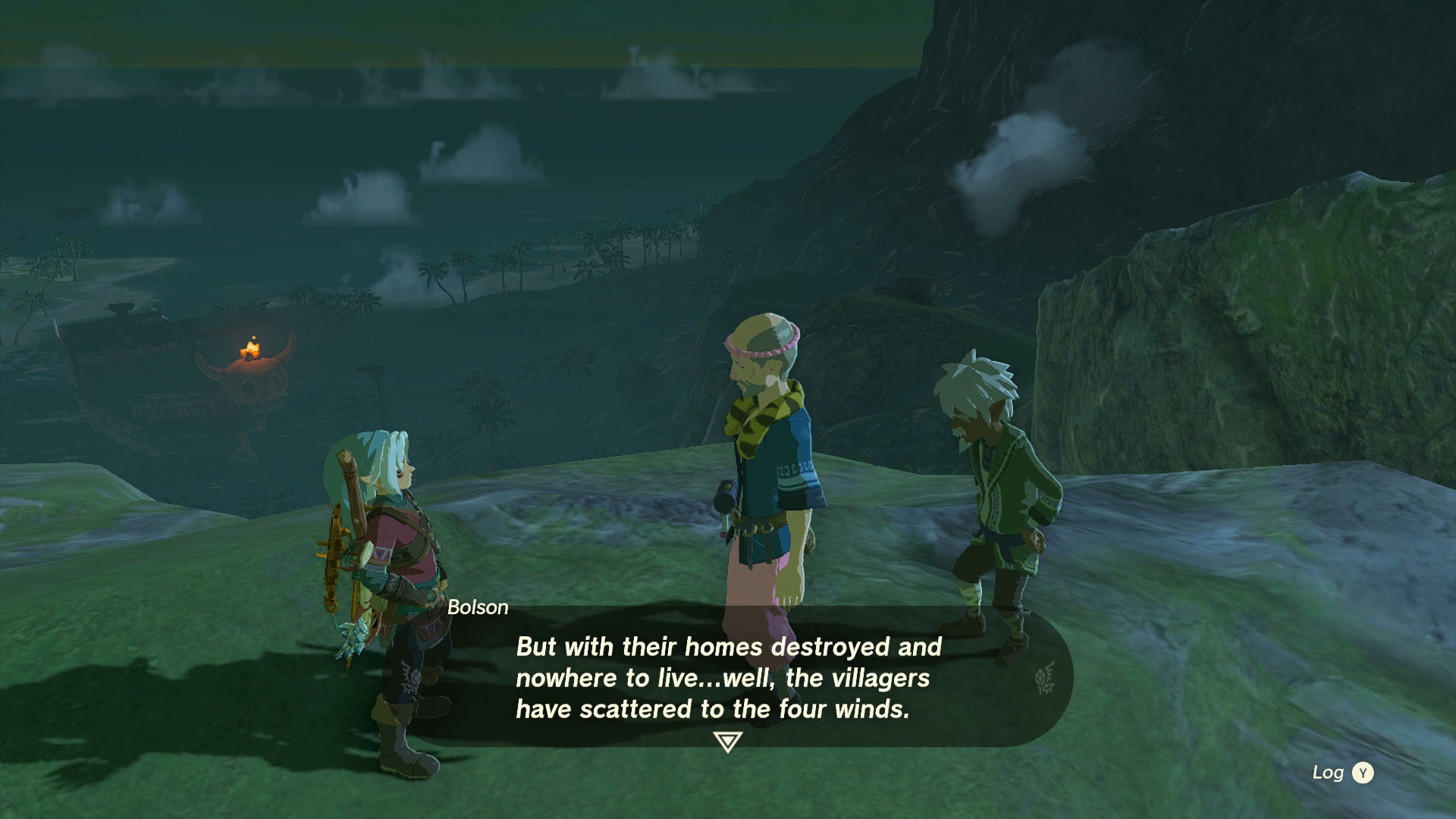 Link speaking to Bolson about the pirates in Lurelin Village in Zelda: Tears of the Kingdom - 5