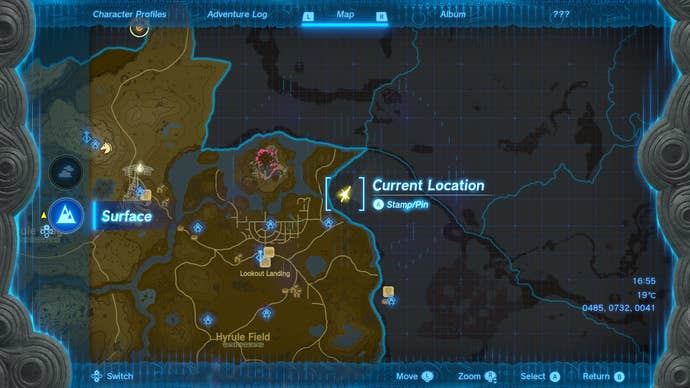 A map screen showing the location of part of Misko's Treasure in Zelda: Tears of the Kingdom