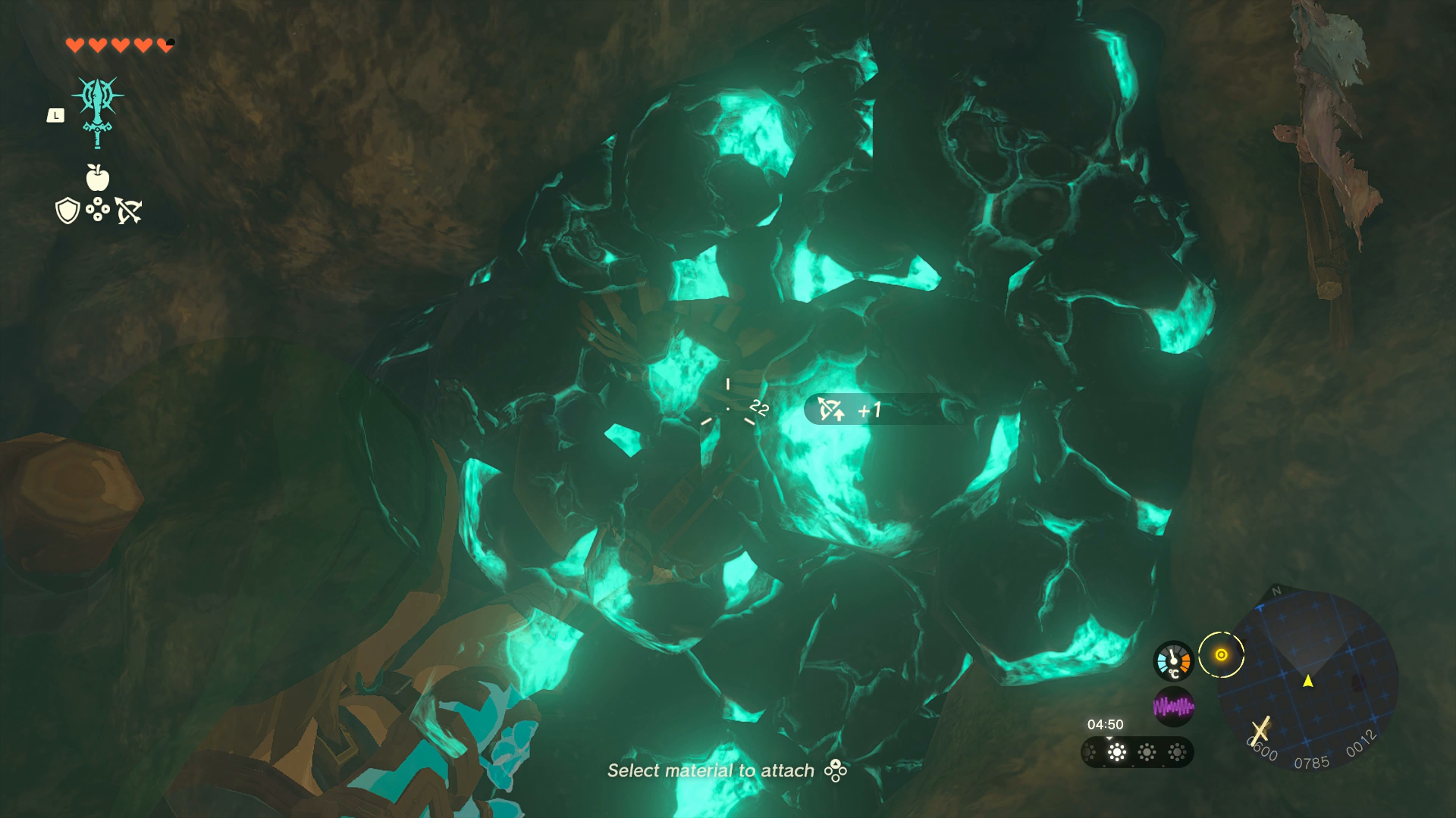 A huge outcrop of luminous stones in Zelda: Tears of the Kingdom