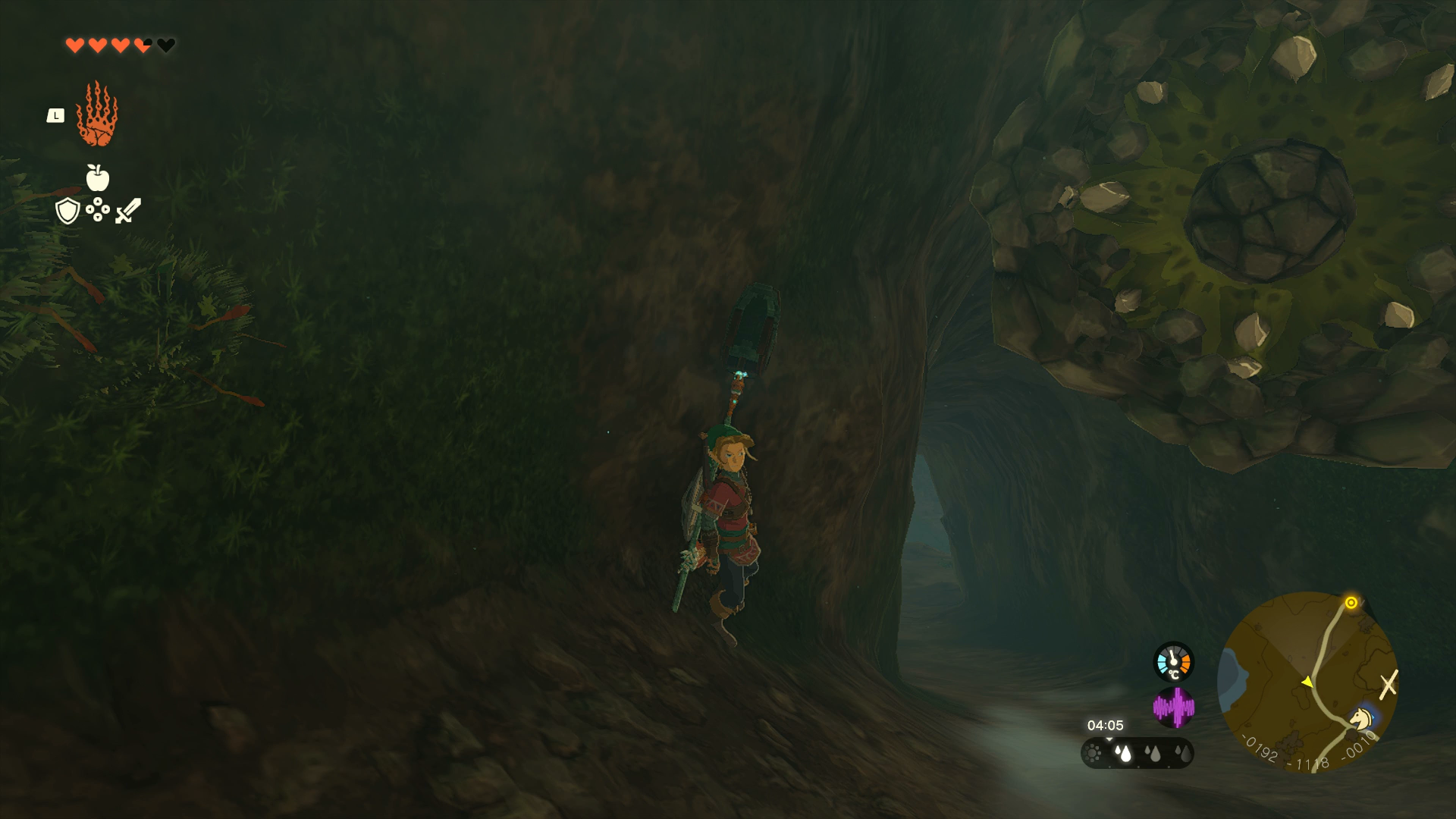 Link exposing the core of a Stone Like-Like in Zelda: Tears of the Kingdom