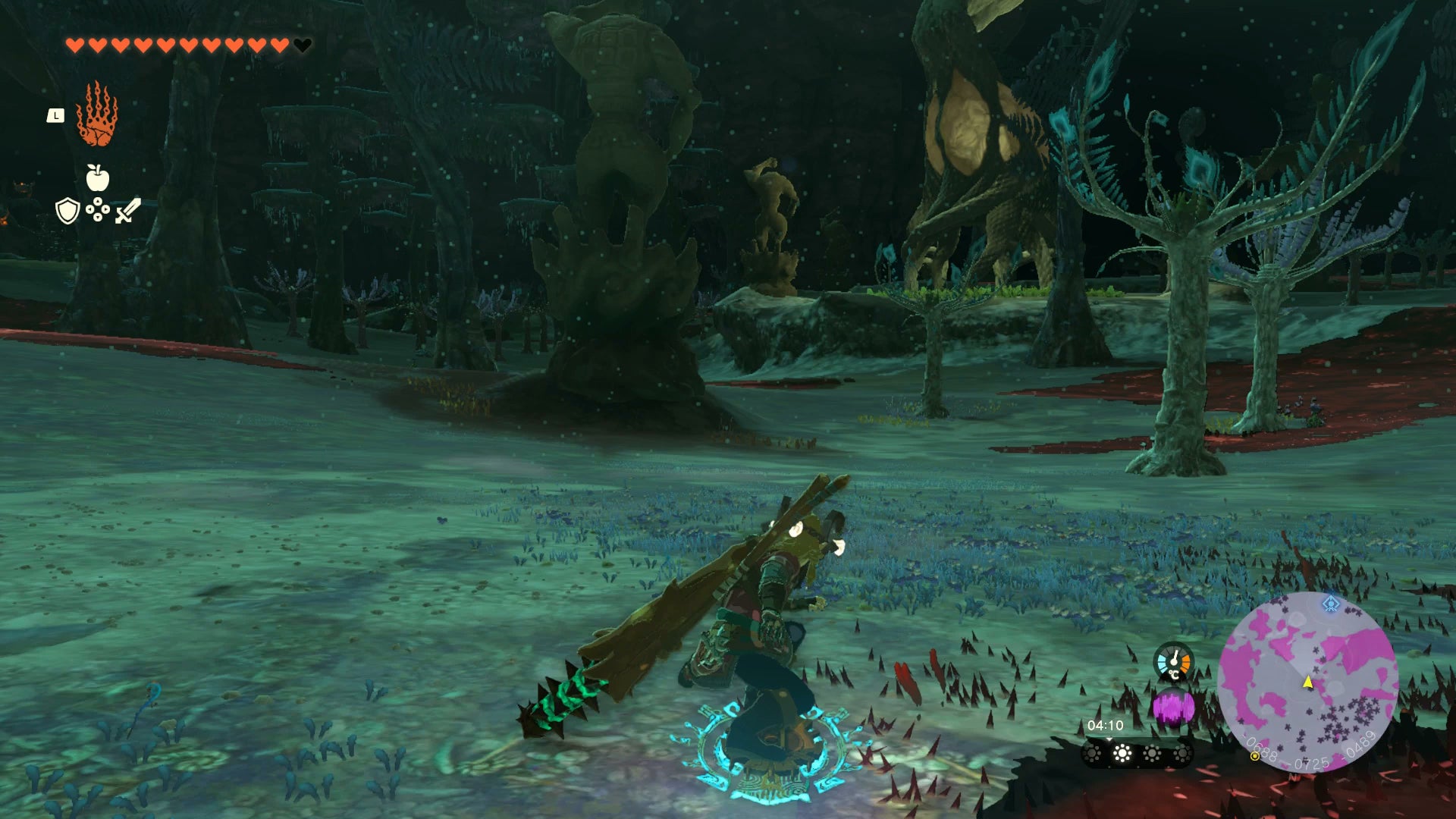 Link sliding towards a minotaur statue in Zelda: Tears of the Kingdom - 1