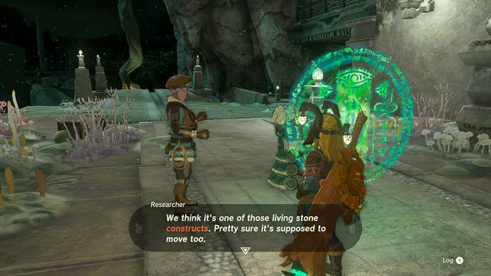 Link activating a Steward Construct in Zelda: Tears of the Kingdom