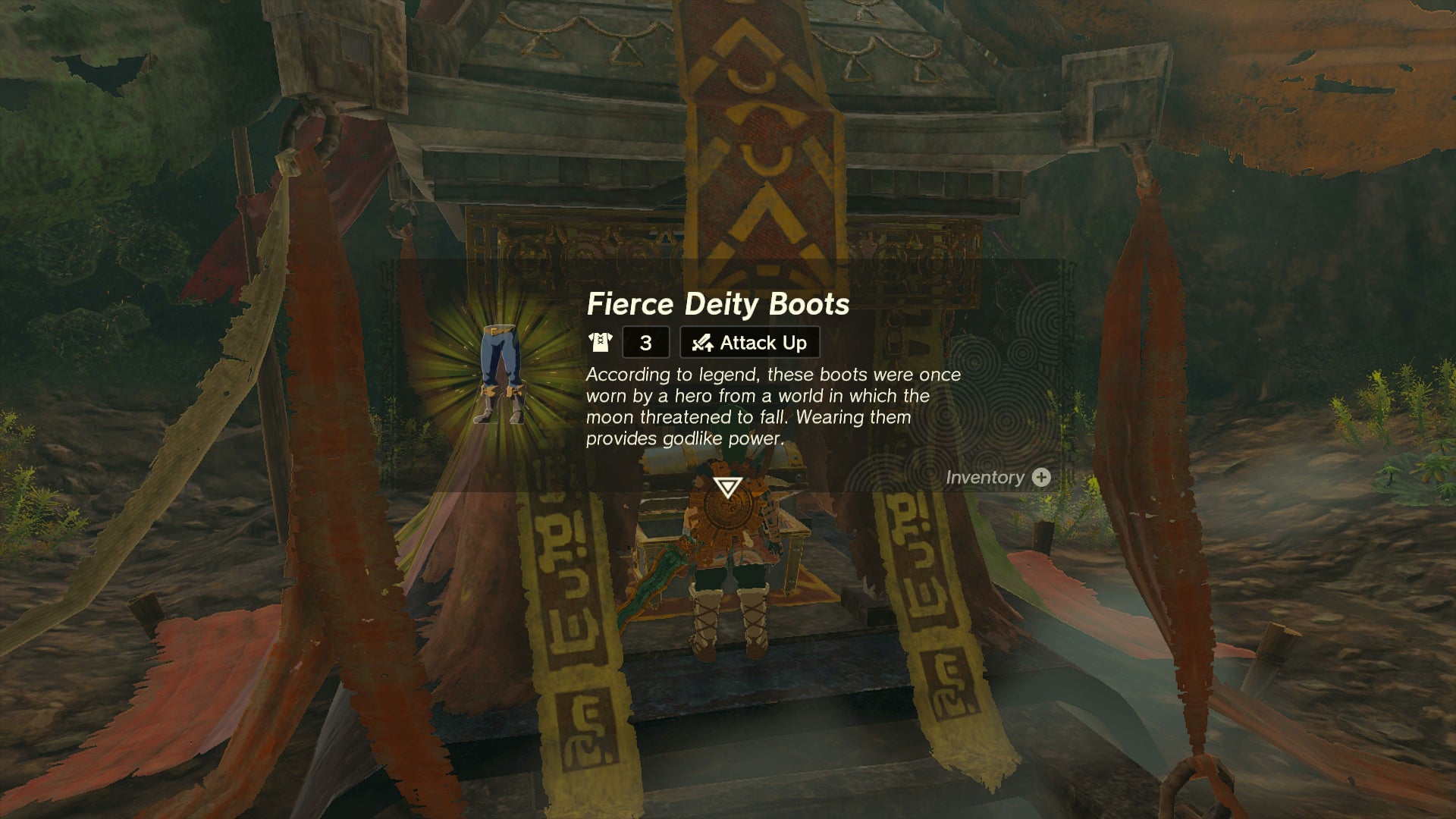 Link collecing the Fierce Deity boots in Zelda: Tears of the Kingdom - 14