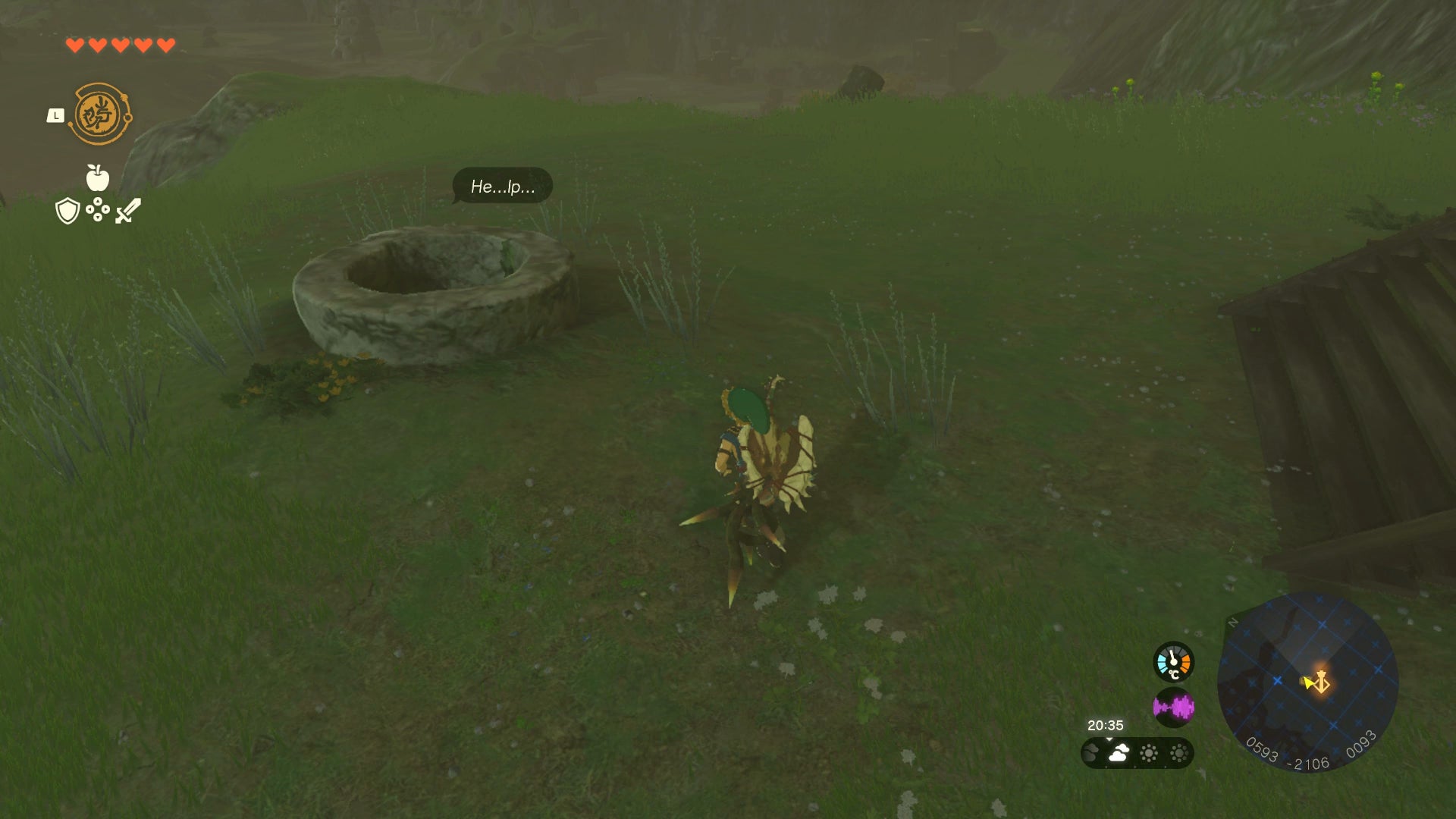 Link investigating the well next to the Popla Foothills Skyview Tower in Zelda: Tears of the Kingdom - 4