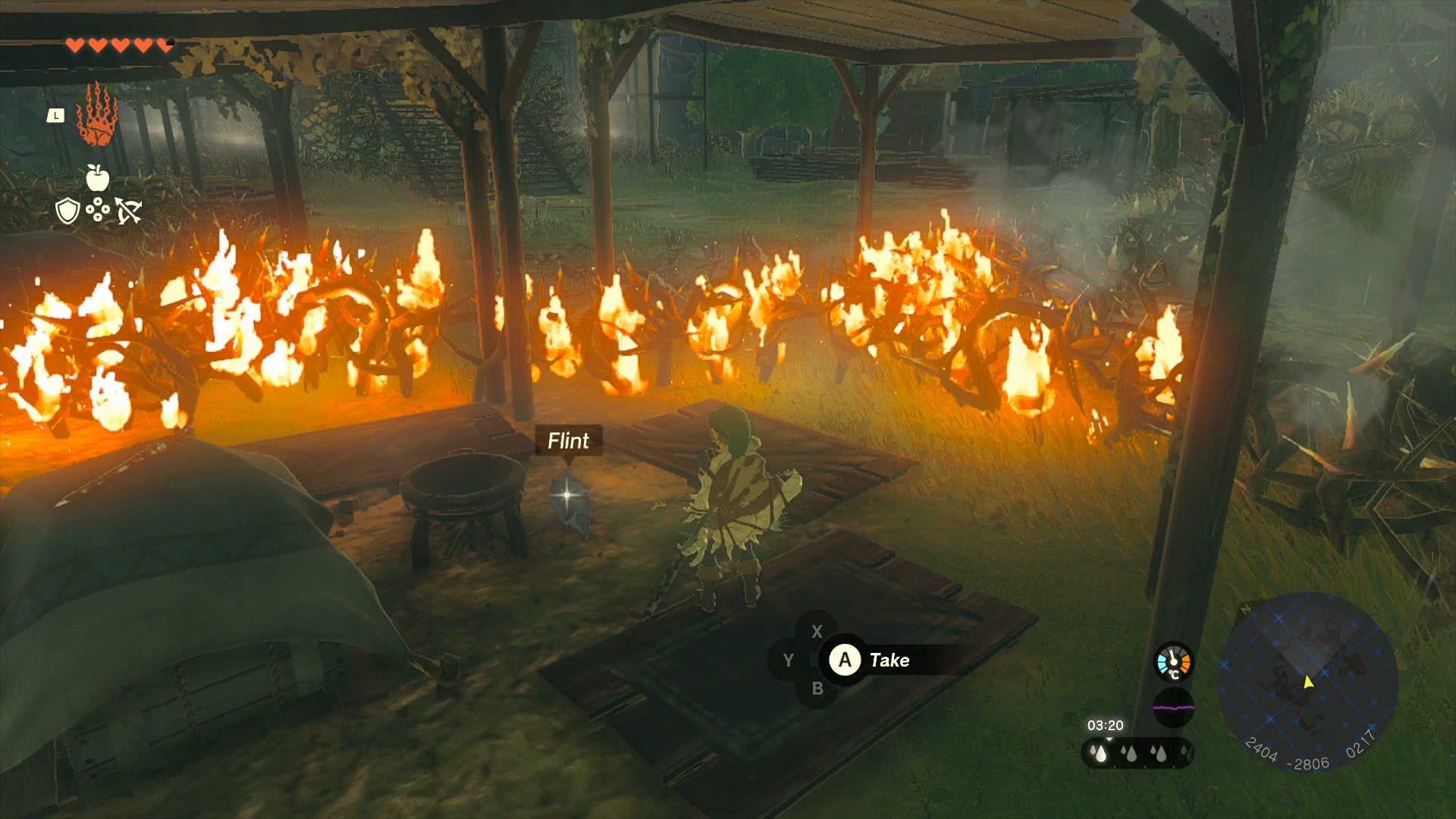 Link clearing a path through some bushes to reach Rabella Wetlands Skyview Tower in Zelda: Tears of the Kingdom - 5