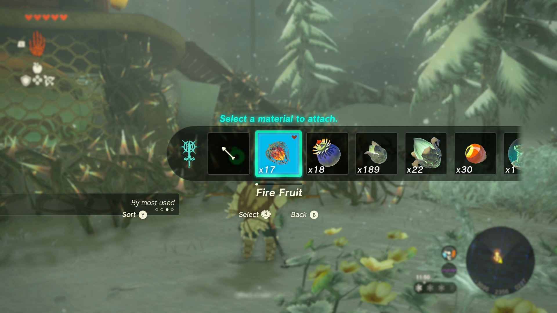 Link attaching a fire fruit to an arrow in Zelda: Tears of the Kingdom - 4