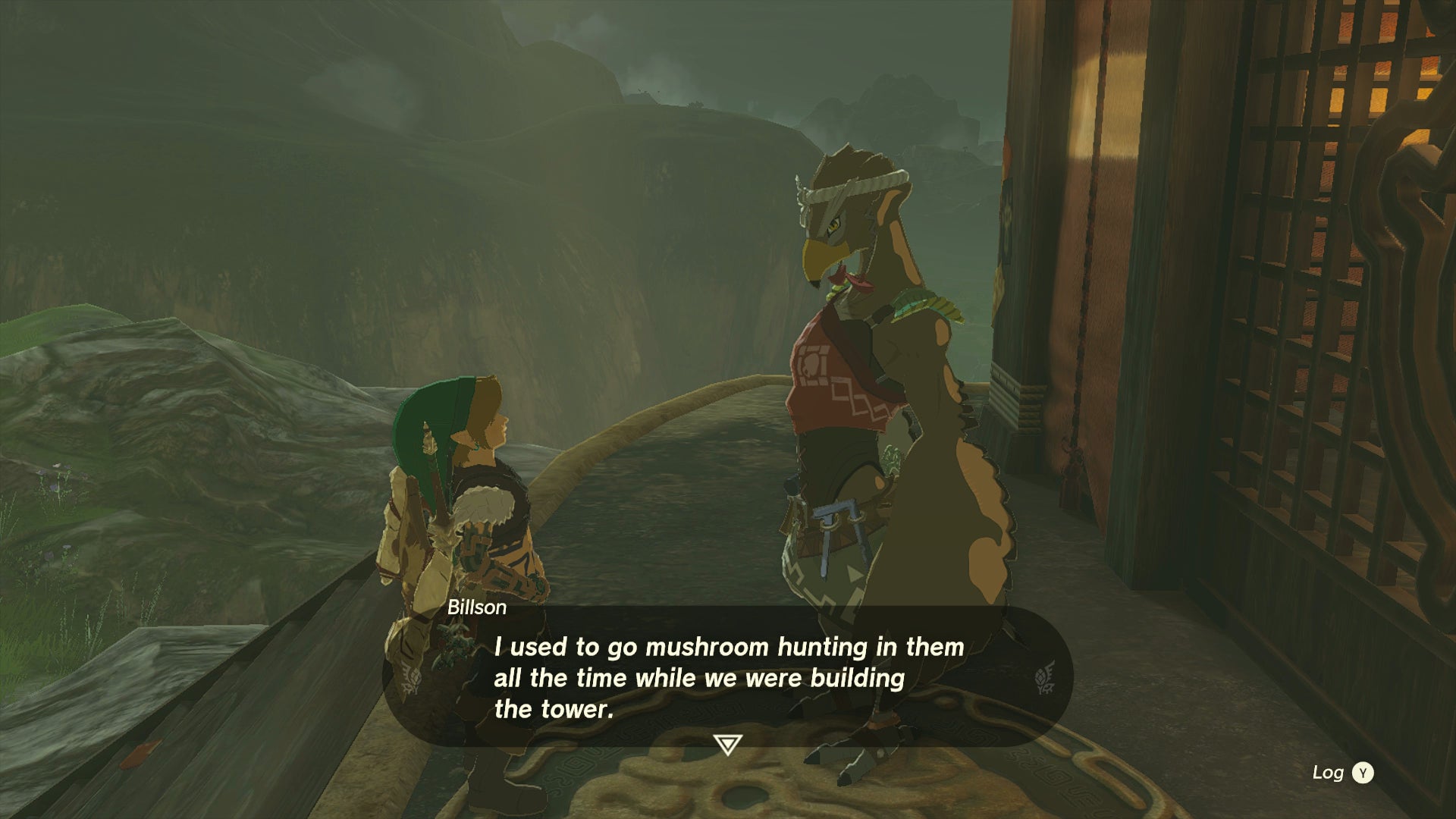 Link talking to the Rito mechanic Billson in front of Sahasra Slope Skyview Tower in Zelda: Tears of the Kingdom - 5