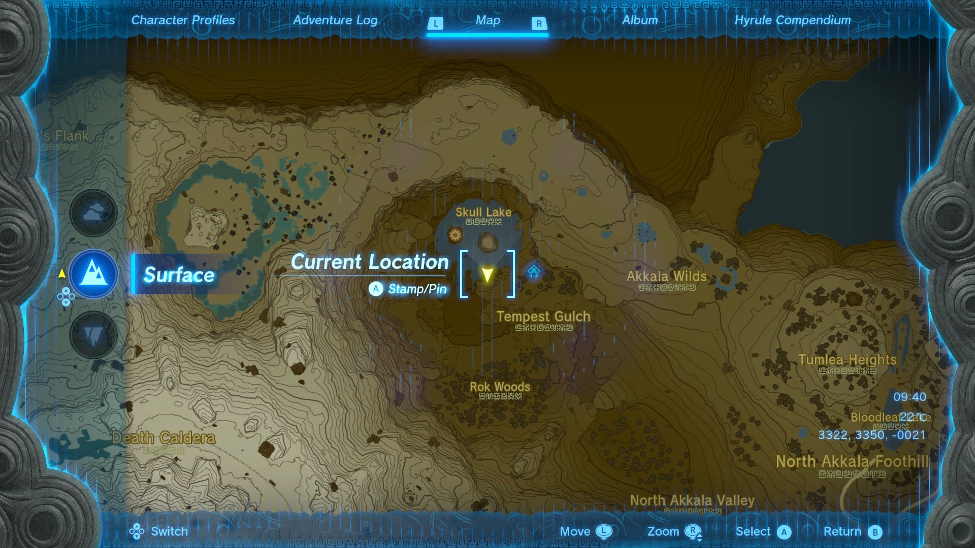 A map screen showing where to find the Skull's Left Eye in Zelda: Tears of the Kingdom - 9