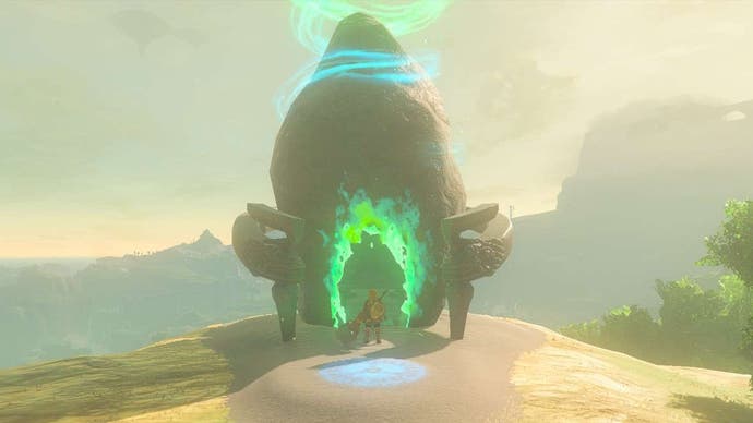 Link approaching the Sonapan Shrine in The Legend of Zelda: Tears of the Kingdom.