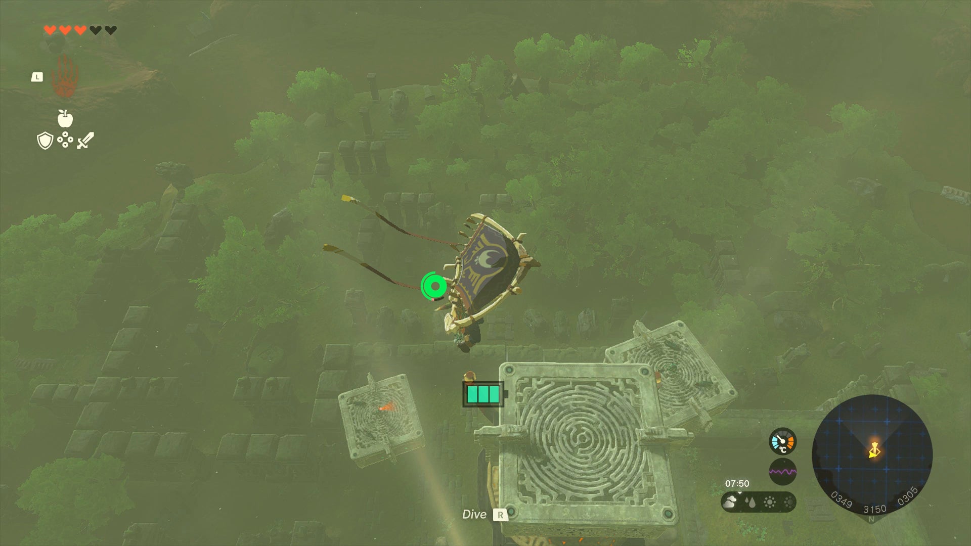 Link gliding over Thyphlo Ruins Skyview Tower in Zelda: Tears of the Kingdom - 7