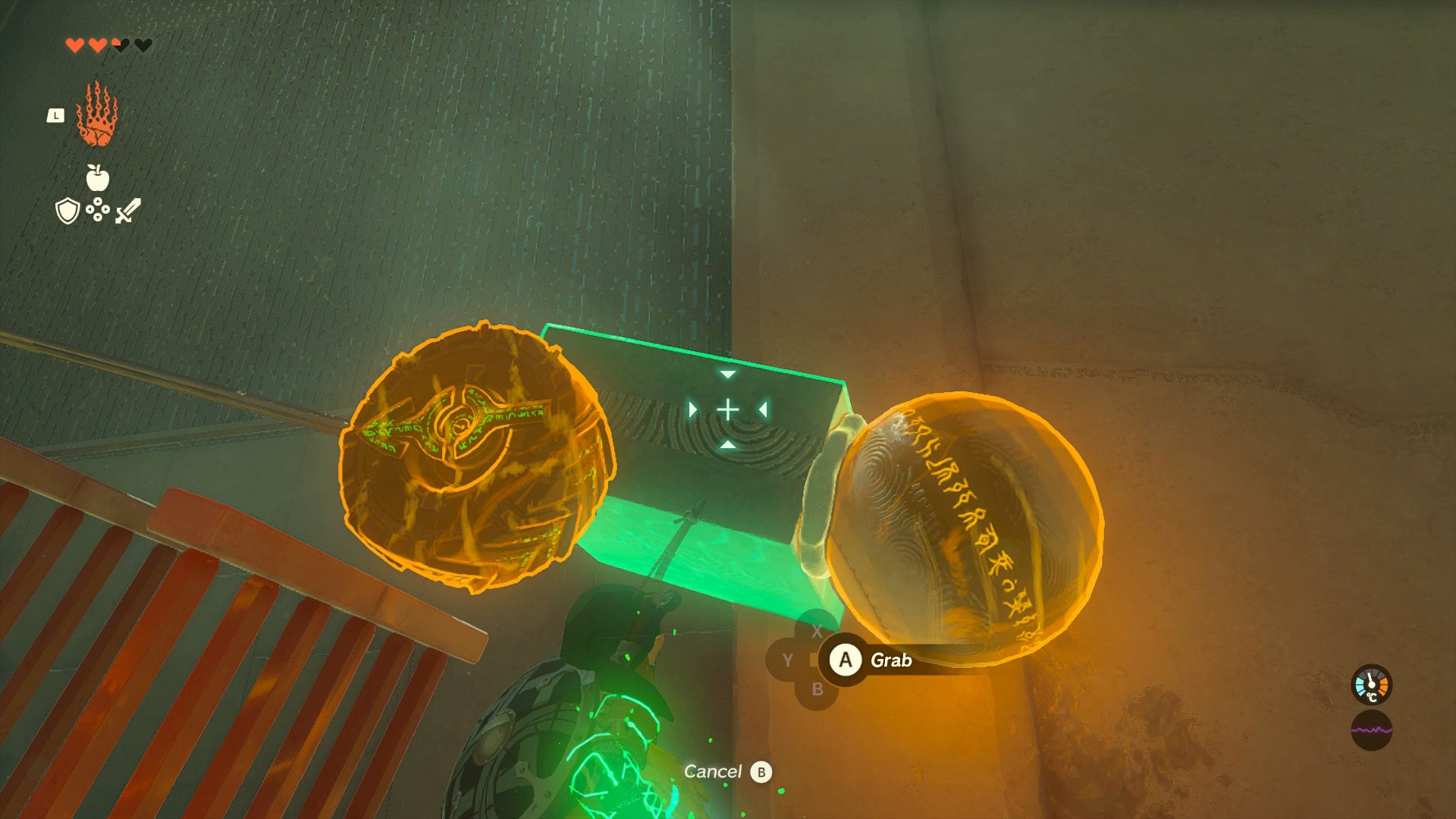 Link attaching objects together with the Ultrahand power inside Tukarok Shrine in Zelda: Tears of the Kingdom - 7