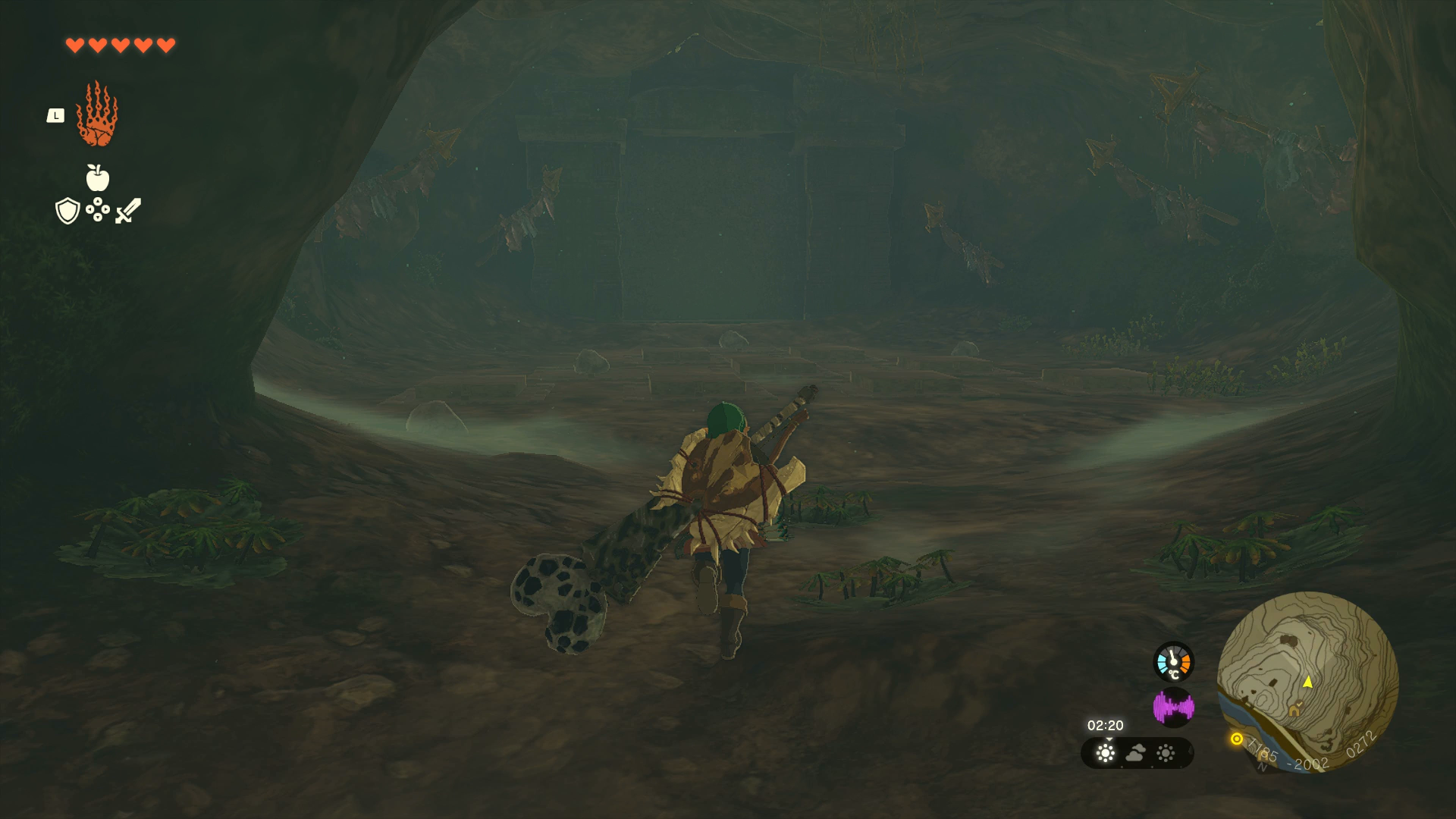 Link investigating Dueling Peaks Cave South in Zelda: Tears of the Kingdom