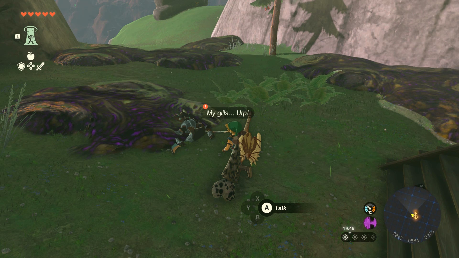 Link speaking to Bazz in front of Upland Zorana Skyview Tower in Zelda: Tears of the Kingdom - 4