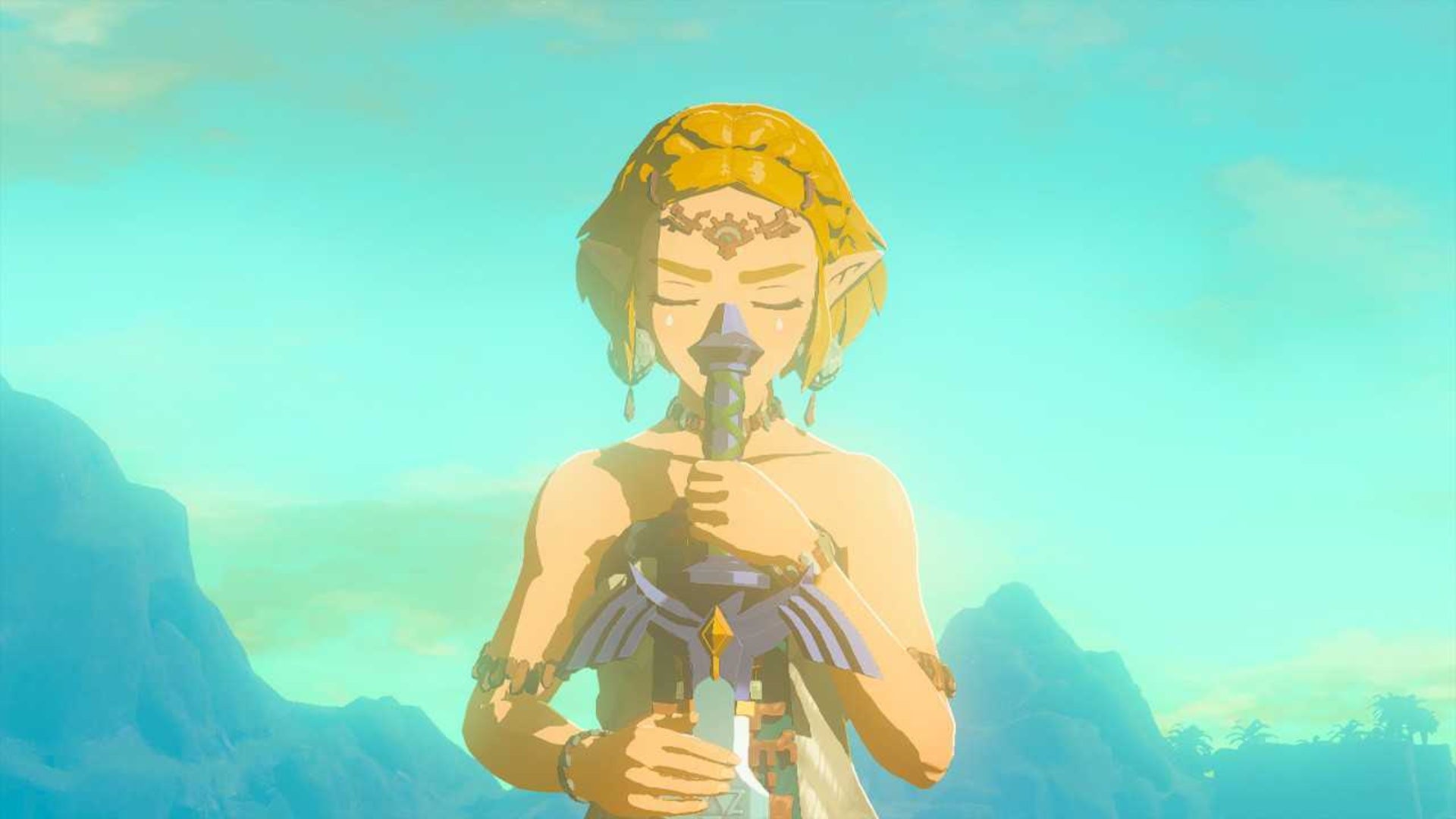 zelda tears of the kingdom zelda holding master sword