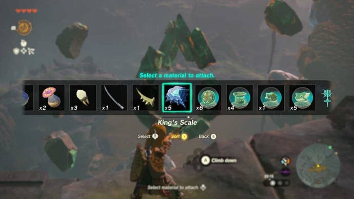 zelda totk arrow attachment menu kings scale