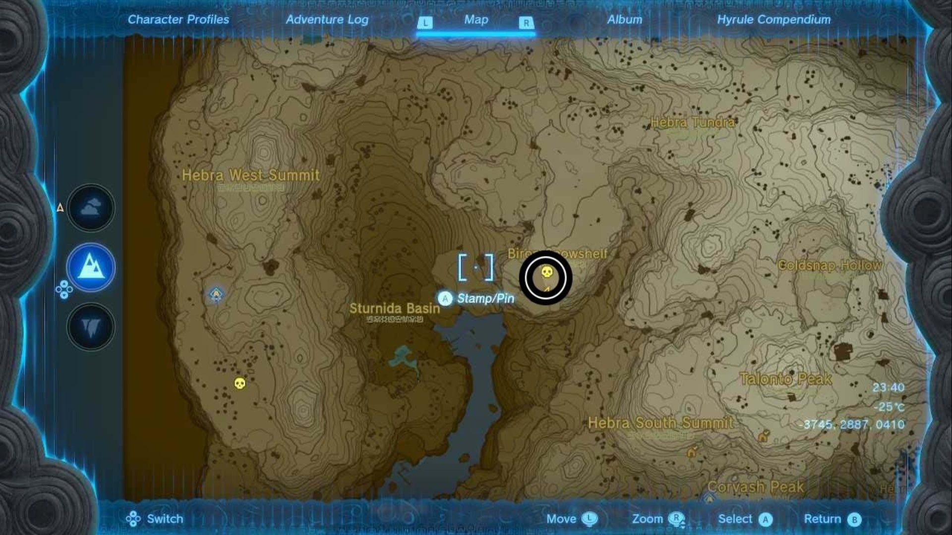 zelda totk biron snowshelf frost gleeok map location