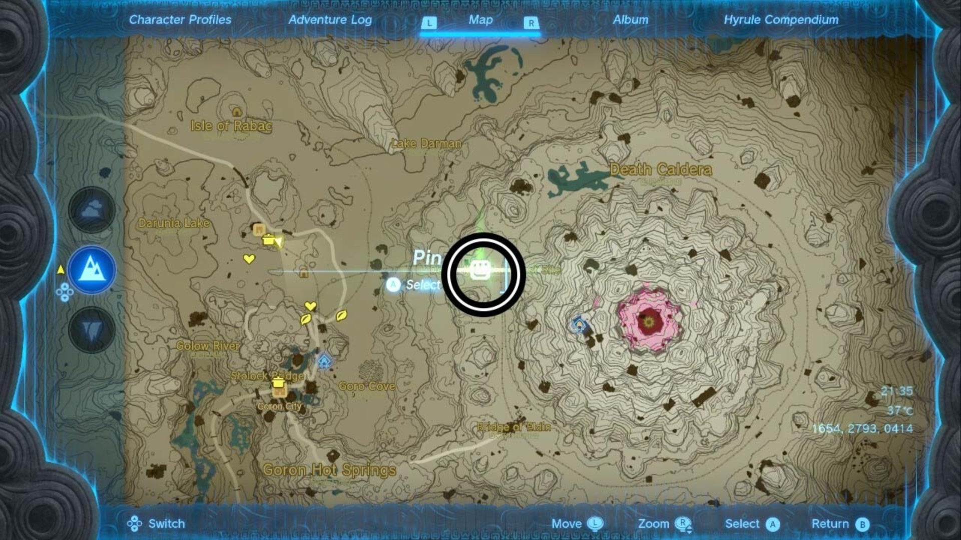 zelda totk death mountain west site map location