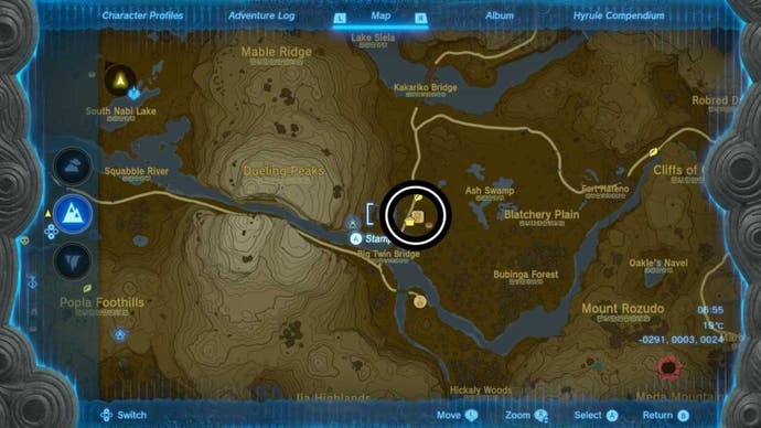 zelda totk dueling peaks stable well map location