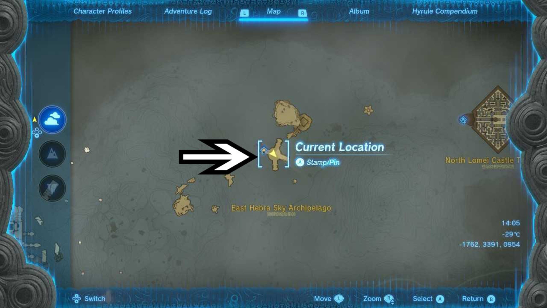 zelda totk e hebra sky archipelago ancient tablet link landing island