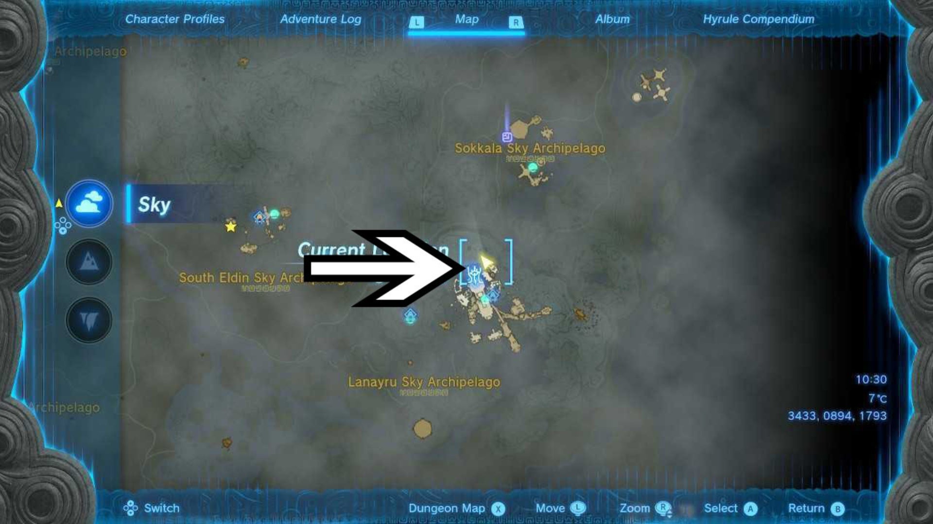 zelda totk edge of water temple map location