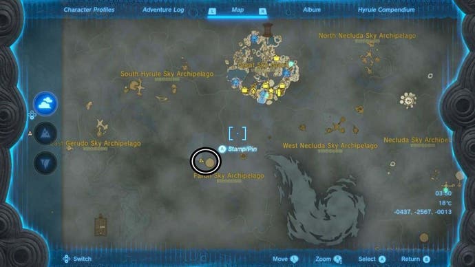 zelda totk faron sky archipelago sages will map location