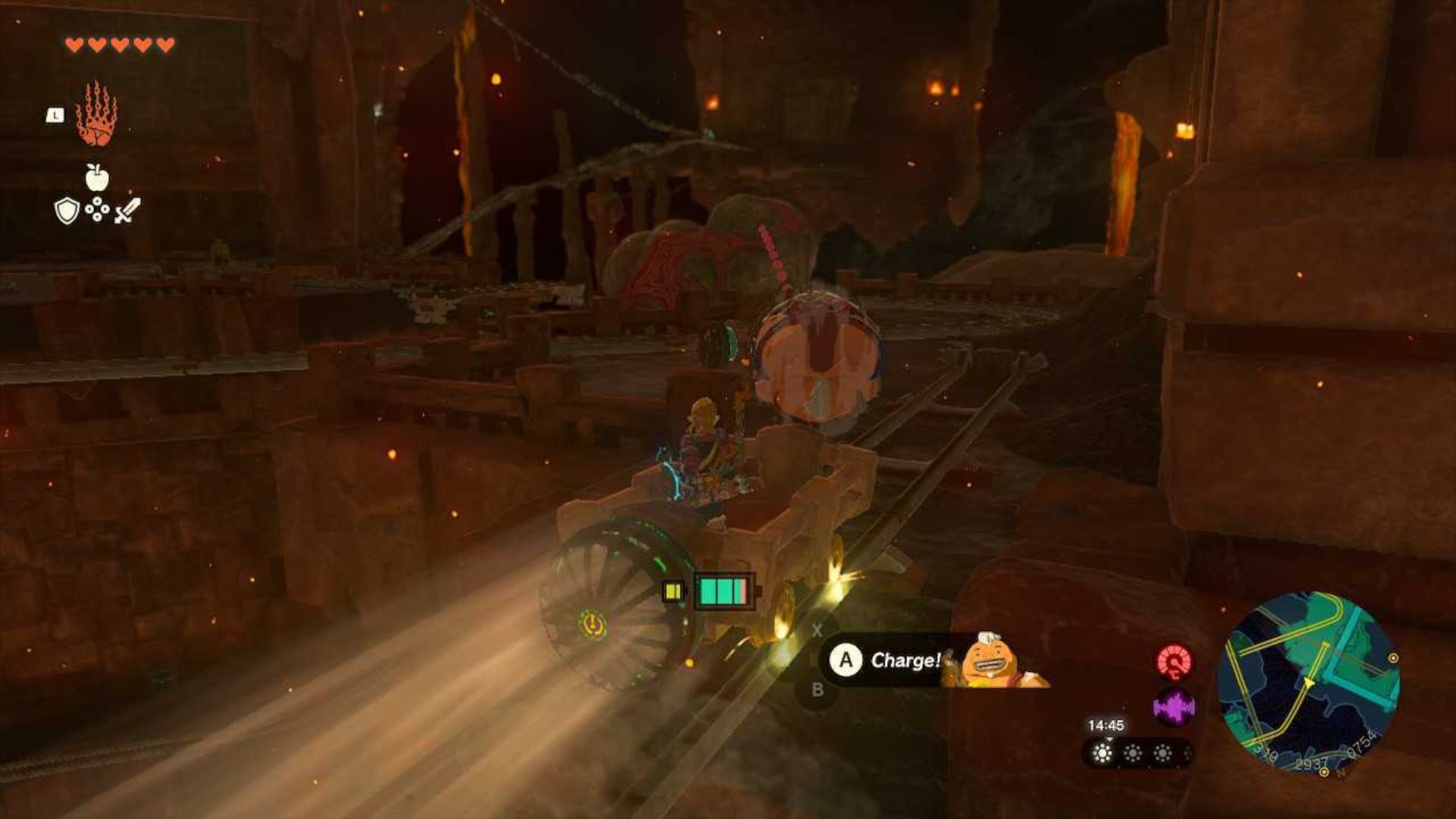 zelda totk fire temple padlock four yunobo is aiming at a boulder blockage