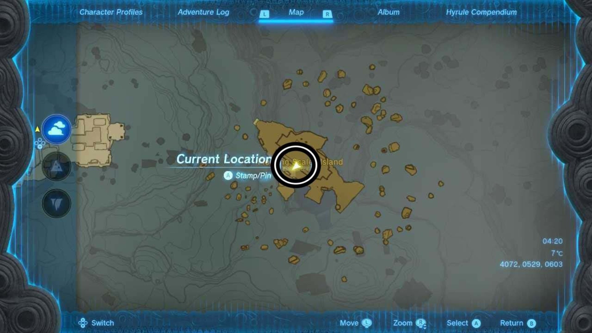zelda totk floating scales island droplet puzzle map location