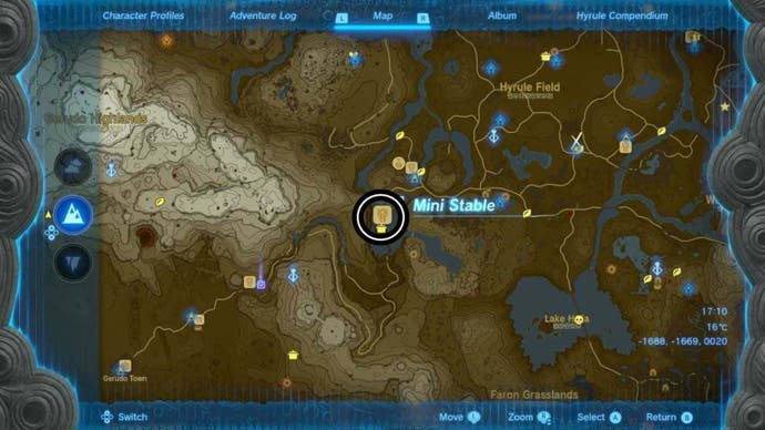 zelda totk gerudo canyon mini stable map location