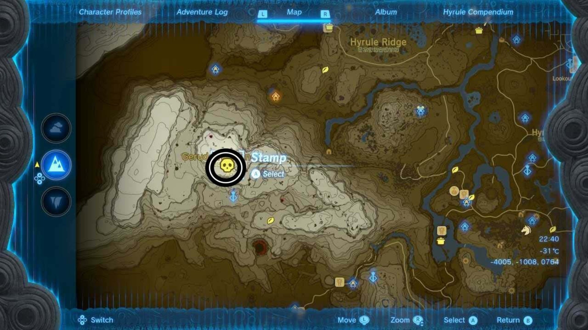 zelda totk gerudo summit frost gleeok map location