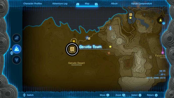 zelda totk gerudo town map location