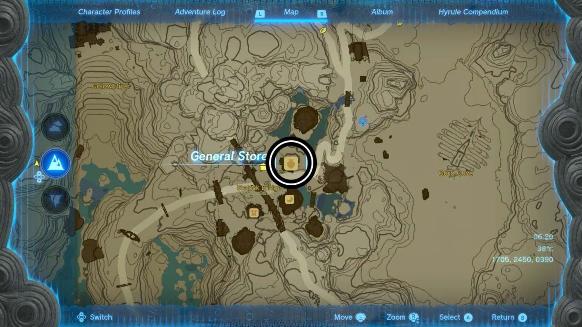 zelda totk goron city general store map location