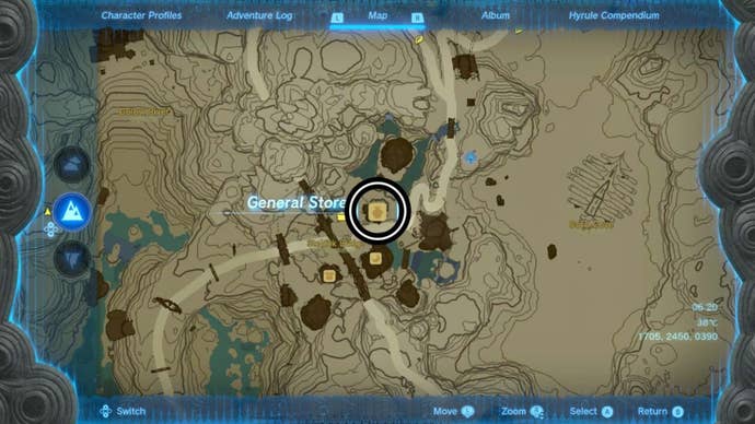 zelda totk goron city general store map location