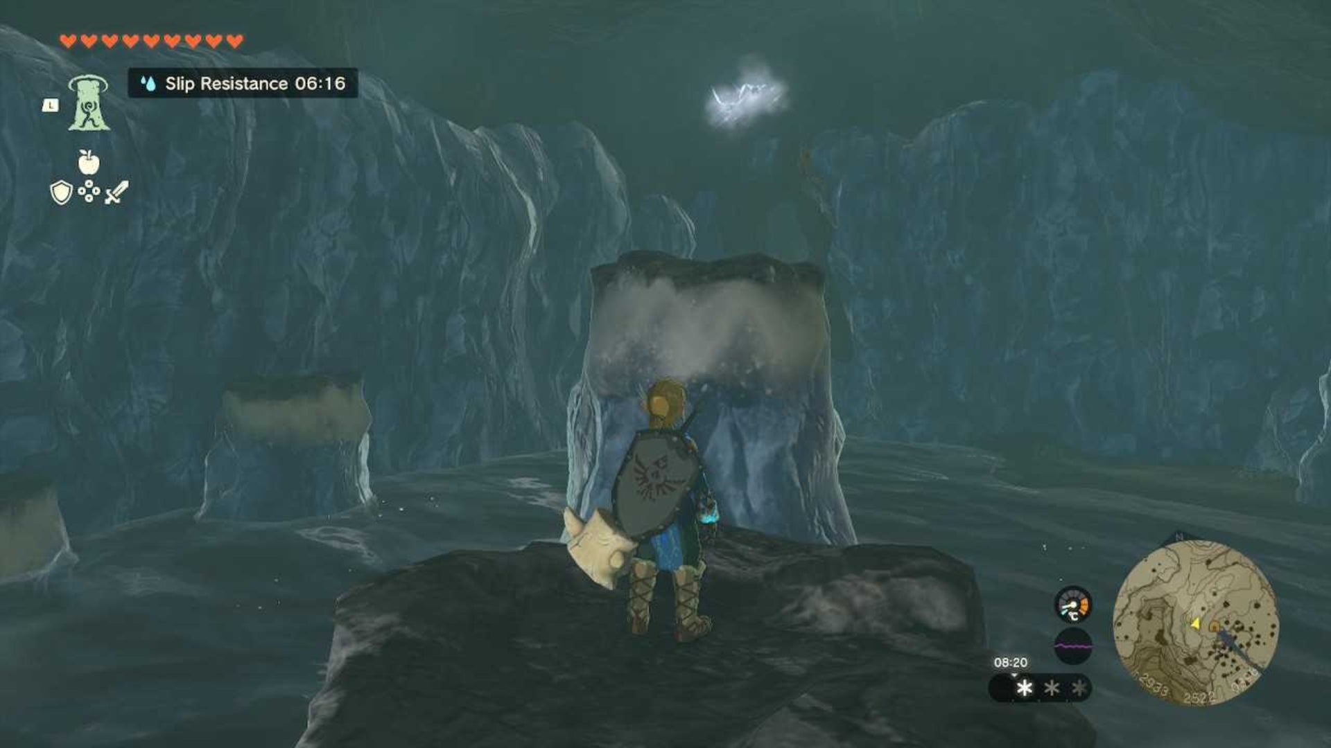 zelda totk hebra headspring cave link on first pillar